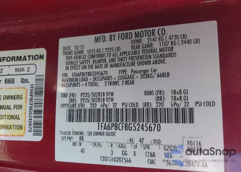 2016 Ford Mustang Gt Premium from USA, damaged, VIN 1FA6P8CF8G5245670